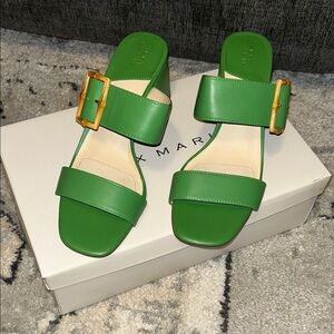 Alex Marie Tropical Leaf Double Strap Sandals